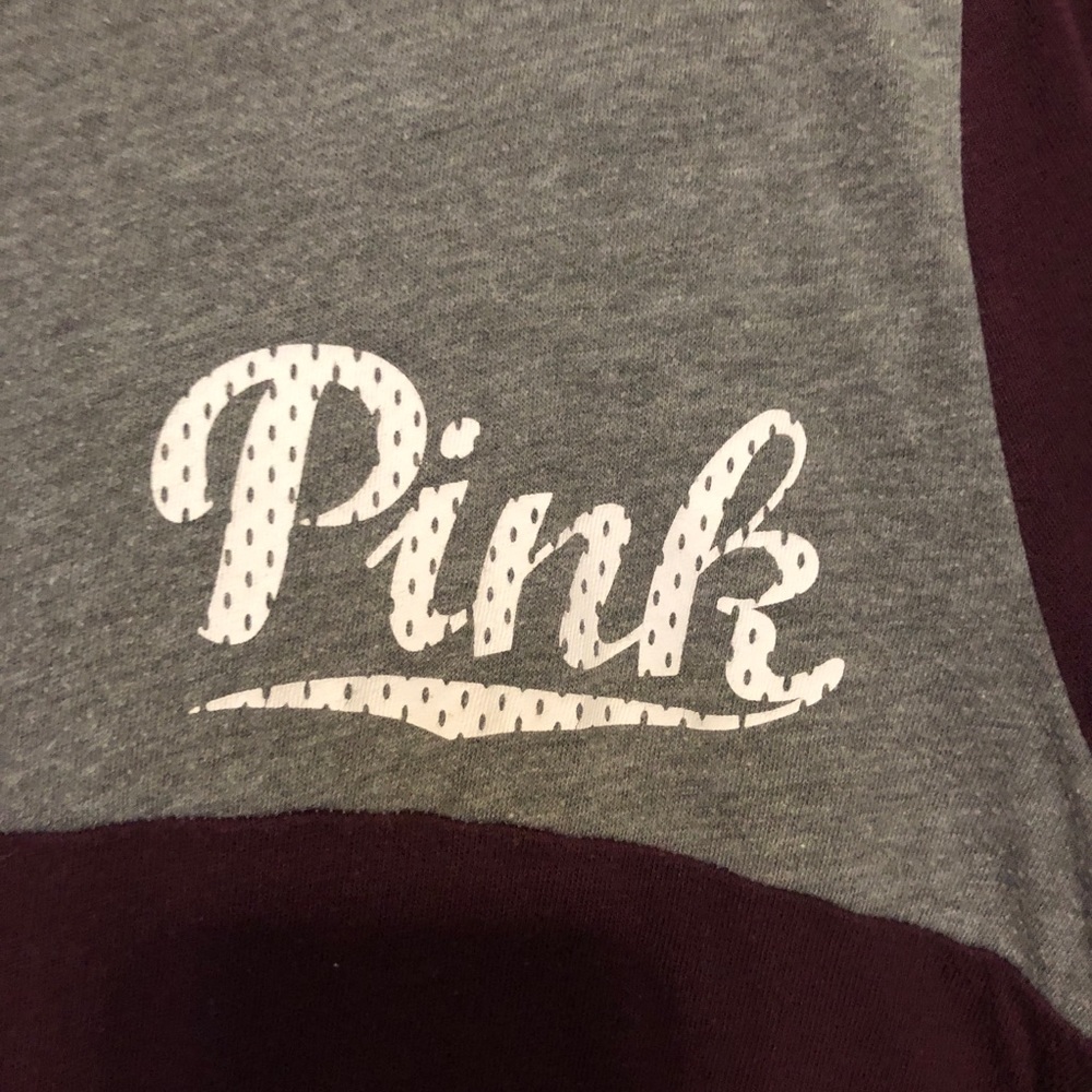 PINK Maroon 3/4 length sleeve tee - Picture 4 of 6